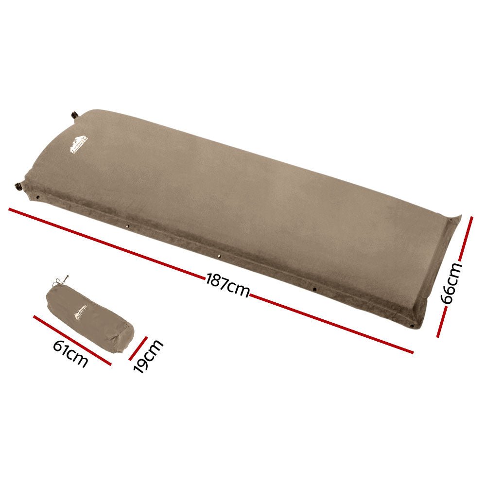 Self Inflating Mattress Camping Sleeping Mat Air Bed Single Coffee - Outdoor Recreation > Camping > Inflatable Mattresses - Rivercity House & Home Co. (ABN 18 642 972 209) - Affordable Modern Furniture Australia