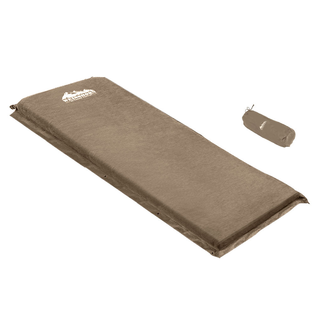 Self Inflating Mattress Camping Sleeping Mat Air Bed Single Coffee - Outdoor Recreation > Camping > Inflatable Mattresses - Rivercity House & Home Co. (ABN 18 642 972 209) - Affordable Modern Furniture Australia