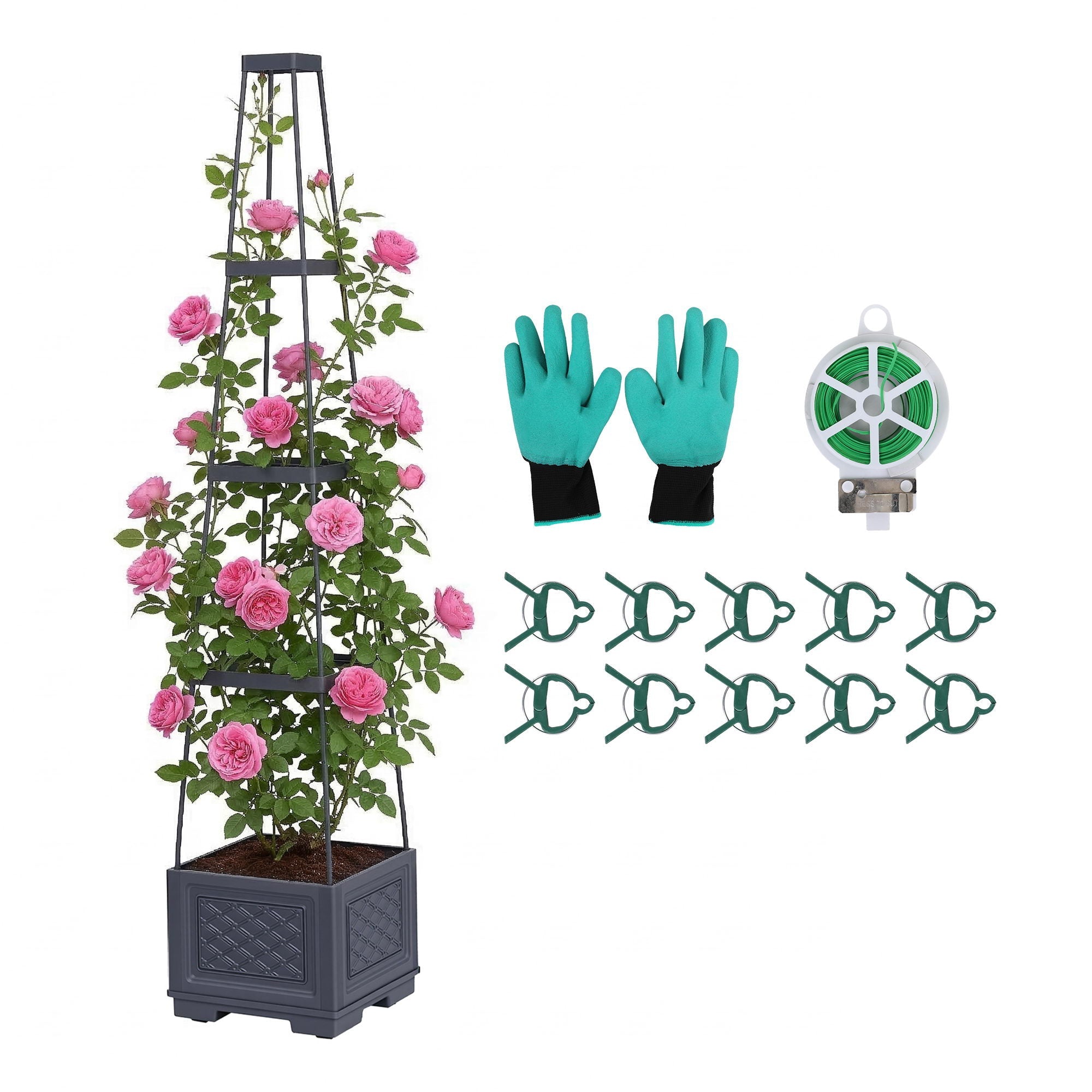 Self Watering Planter with Trellis Adjustable Height Modular Tomato Box 4 Layer 140cm - Home & Garden > Garden Beds > Garden Beds & Planters - Rivercity House & Home Co. (ABN 18 642 972 209) - Affordable Modern Furniture Australia
