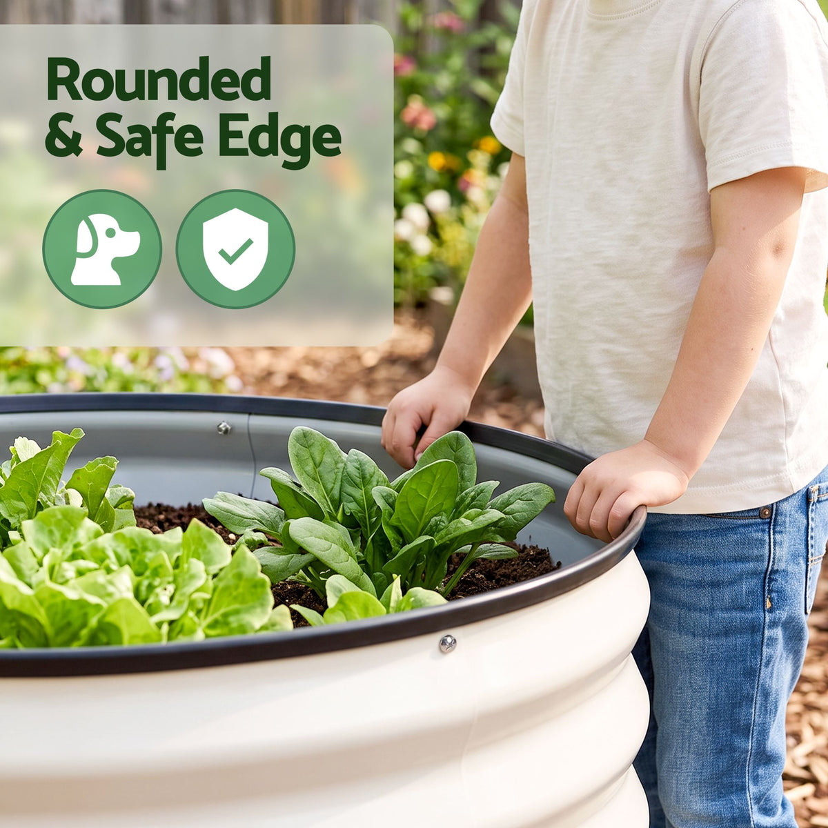 Self-Watering Round Galvanised Garden Bed 60x60x30cm - Home & Garden > Garden Beds > Garden Beds & Planters - Rivercity House & Home Co. (ABN 18 642 972 209) - Affordable Modern Furniture Australia