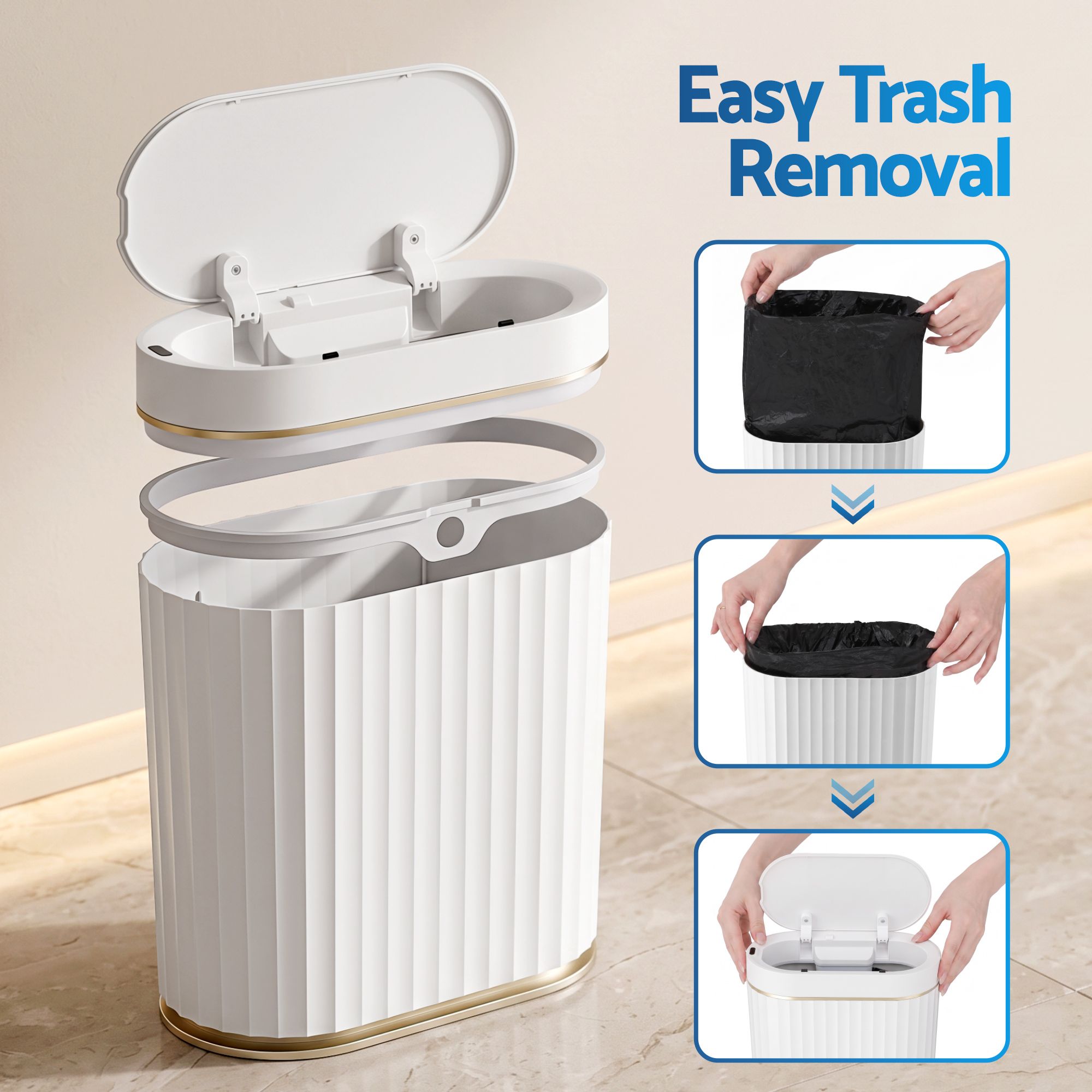 Sensor Bins 7L Motion Sensor Touchless Automatic Slim Trash Can - White - Home & Garden > Kitchen Bins > Automatic Bins - Rivercity House & Home Co. (ABN 18 642 972 209) - Affordable Modern Furniture Australia