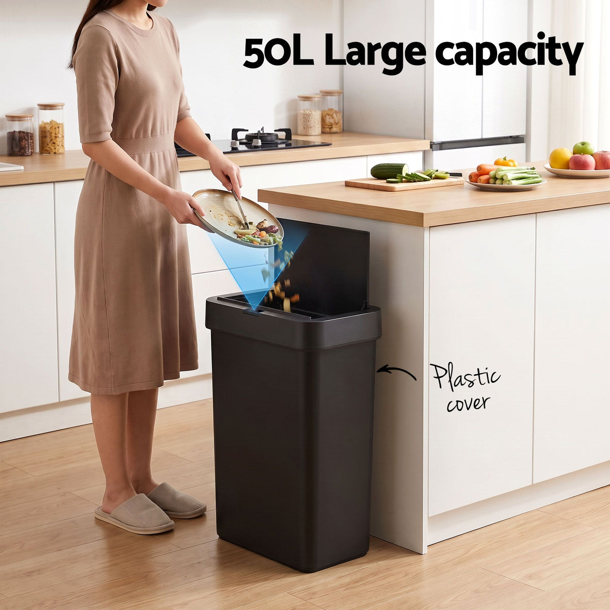 Sensor Rubbish Bin 50L Automatic Motion Touchless Kitchen Bin - Black - Home & Garden > Kitchen Bins > Automatic Bins - Rivercity House & Home Co. (ABN 18 642 972 209) - Affordable Modern Furniture Australia