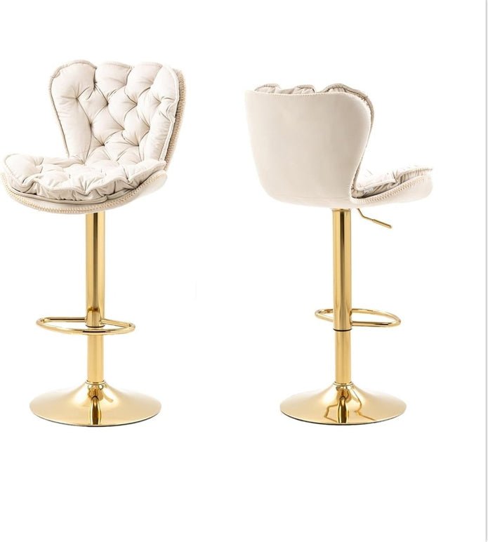 Set of 2 Adjustable Swivel Velvet Bar Stools with Back for Counter Height Kitchen Island - Ivory - Furniture > Bar Stools & Chairs > Table & Bar Stools - Rivercity House & Home Co. (ABN 18 642 972 209) - Affordable Modern Furniture Australia