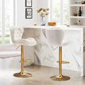 Set of 2 Adjustable Swivel Velvet Bar Stools with Back for Counter Height Kitchen Island - Ivory