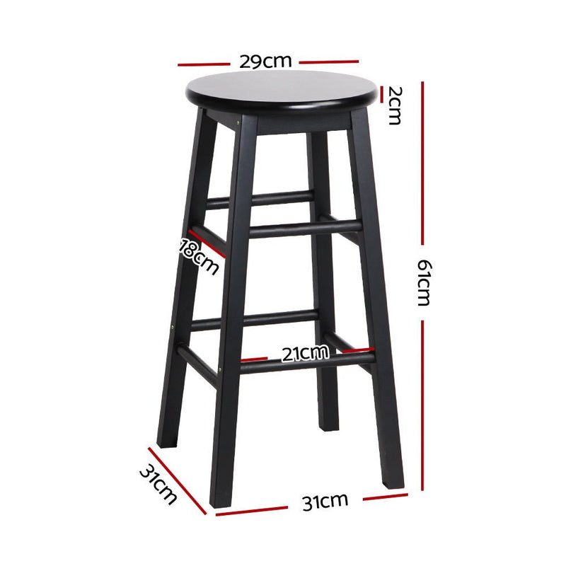 Set of 2 Beech Wood Backless Bar Stools - Black - Rivercity House & Home Co. (ABN 18 642 972 209) - Affordable Modern Furniture Australia