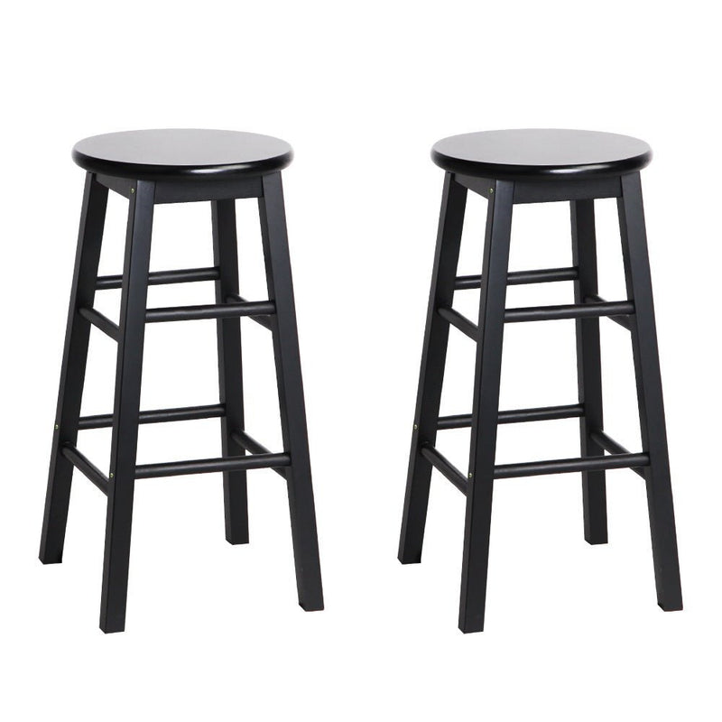 Set of 2 Beech Wood Backless Bar Stools - Black - Rivercity House & Home Co. (ABN 18 642 972 209) - Affordable Modern Furniture Australia