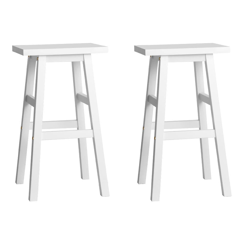 Set of 2 Beech Wood Bar Stools - White - Rivercity House & Home Co. (ABN 18 642 972 209) - Affordable Modern Furniture Australia