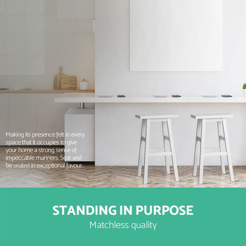 Set of 2 Beech Wood Bar Stools - White - Rivercity House & Home Co. (ABN 18 642 972 209) - Affordable Modern Furniture Australia