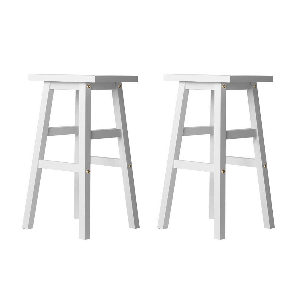 Set of 2 Beech Wood Bar Stools - White - Rivercity House & Home Co. (ABN 18 642 972 209) - Affordable Modern Furniture Australia