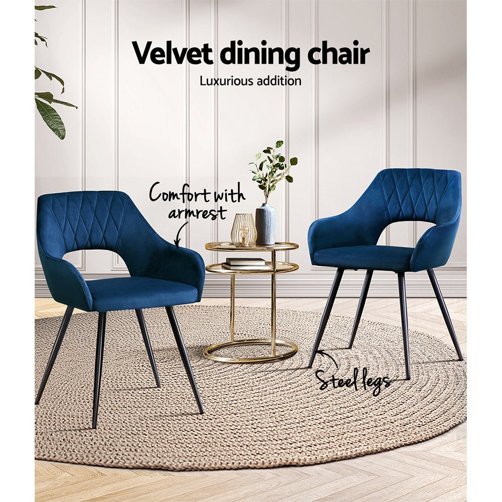 Set of 2 Caitlyn Dining Chairs - Blue - Furniture > Dining - Rivercity House & Home Co. (ABN 18 642 972 209) - Affordable Modern Furniture Australia