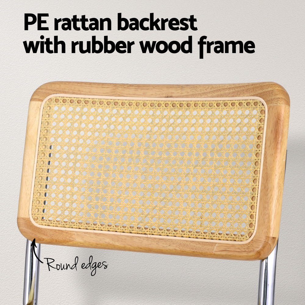 Set of 2 Cantilevered Rattan Dining Chairs - Yellow Velvet Seat - Furniture > Bar Stools & Chairs - Rivercity House & Home Co. (ABN 18 642 972 209) - Affordable Modern Furniture Australia