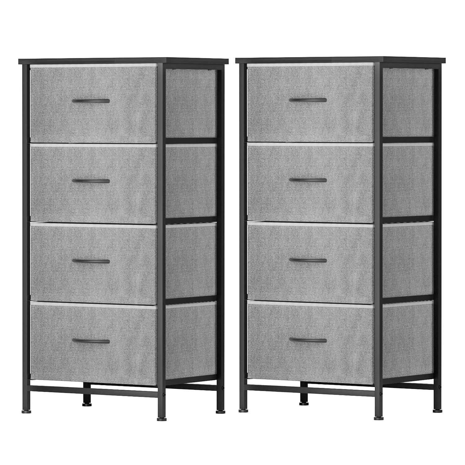 Set of 2 Chest of 4 Drawers Storage Dresser Tallboy Grey - Furniture > Bedroom > Dressers - Rivercity House & Home Co. (ABN 18 642 972 209) - Affordable Modern Furniture Australia