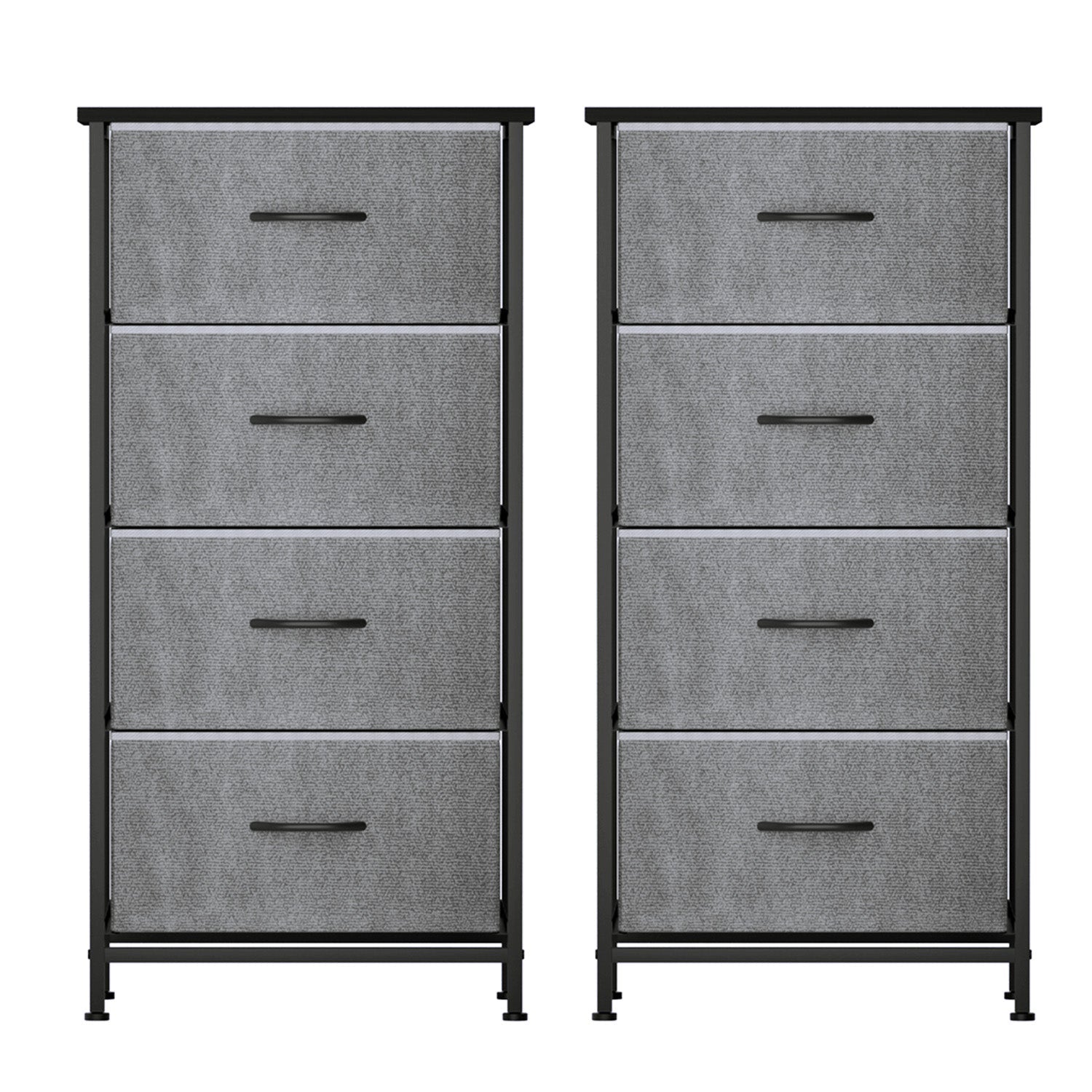 Set of 2 Chest of 4 Drawers Storage Dresser Tallboy Grey - Furniture > Bedroom > Dressers - Rivercity House & Home Co. (ABN 18 642 972 209) - Affordable Modern Furniture Australia