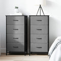 Set of 2 Tallboy Chest of 4 Drawers Storage Dresser - Grey