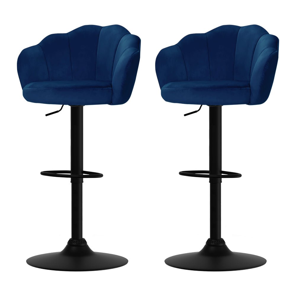 Set of 2 Clam Shell Style Bar Stools - Blue - Furniture > Bar Stools & Chairs - Rivercity House & Home Co. (ABN 18 642 972 209) - Affordable Modern Furniture Australia