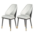 Set of 2 Contoured Backrest Dining Chairs - Beige and Black