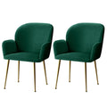 Set of 2 Deluxe Velvet Dining Chairs - Green