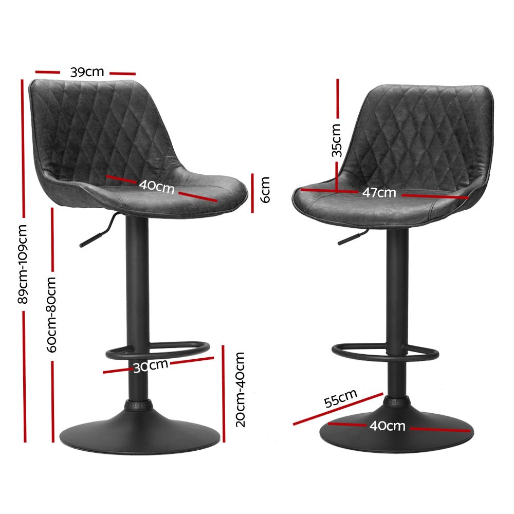 Set of 2 Diamond Back Bar Stools - Black - Furniture > Bar Stools & Chairs - Rivercity House & Home Co. (ABN 18 642 972 209) - Affordable Modern Furniture Australia