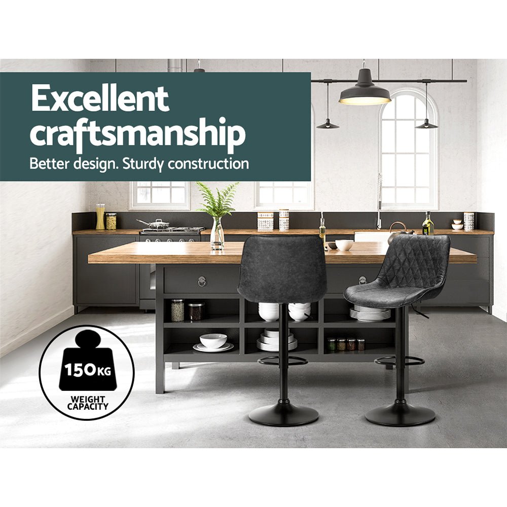 Set of 2 Diamond Back Bar Stools - Black - Furniture > Bar Stools & Chairs - Rivercity House & Home Co. (ABN 18 642 972 209) - Affordable Modern Furniture Australia