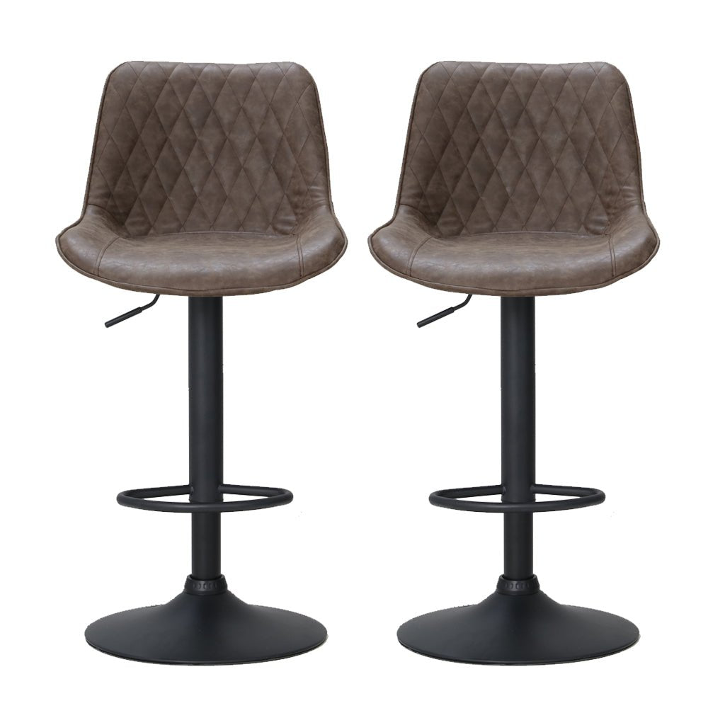 Set of 2 Diamond Back Bar Stools - Brown - Furniture > Bar Stools & Chairs - Rivercity House & Home Co. (ABN 18 642 972 209) - Affordable Modern Furniture Australia