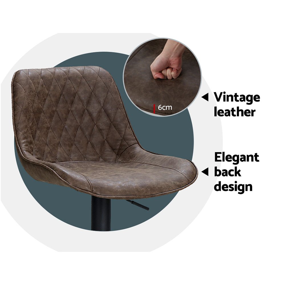 Set of 2 Diamond Back Bar Stools - Brown - Furniture > Bar Stools & Chairs - Rivercity House & Home Co. (ABN 18 642 972 209) - Affordable Modern Furniture Australia