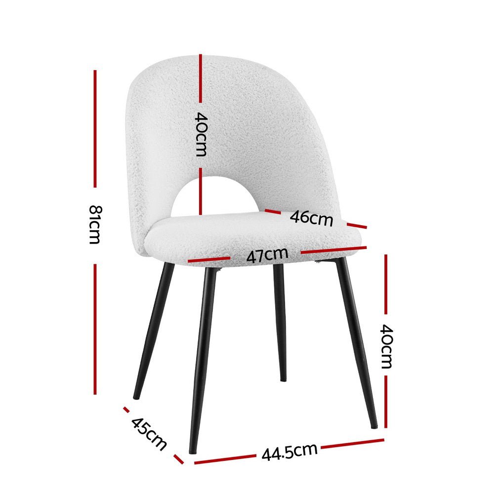 Set of 2 Dining Chair Boucle Sherpa - Furniture > Dining > Kitchen & Dining Chairs - Rivercity House & Home Co. (ABN 18 642 972 209) - Affordable Modern Furniture Australia