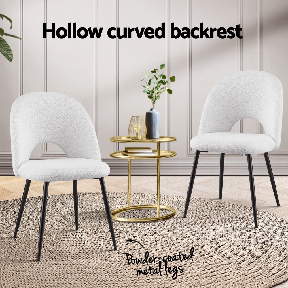 Set of 2 Dining Chair Boucle Sherpa - Furniture > Dining > Kitchen & Dining Chairs - Rivercity House & Home Co. (ABN 18 642 972 209) - Affordable Modern Furniture Australia