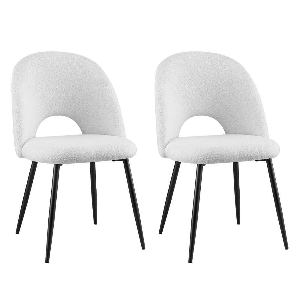 Set of 2 Dining Chair Boucle Sherpa - Furniture > Dining > Kitchen & Dining Chairs - Rivercity House & Home Co. (ABN 18 642 972 209) - Affordable Modern Furniture Australia