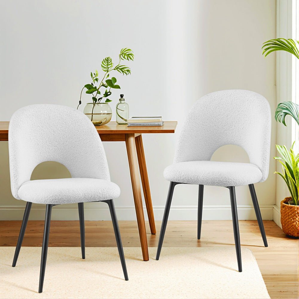 Set of 2 Dining Chair Boucle Sherpa - Furniture > Dining > Kitchen & Dining Chairs - Rivercity House & Home Co. (ABN 18 642 972 209) - Affordable Modern Furniture Australia