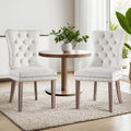 Set of 2 Dining Chairs Beige Velvet