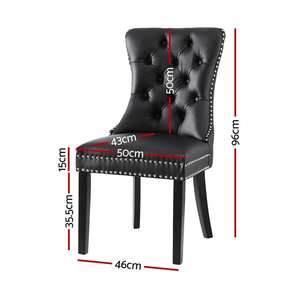 Set of 2 Dining Chairs Black Leather - Furniture > Dining > Kitchen & Dining Chairs - Rivercity House & Home Co. (ABN 18 642 972 209) - Affordable Modern Furniture Australia