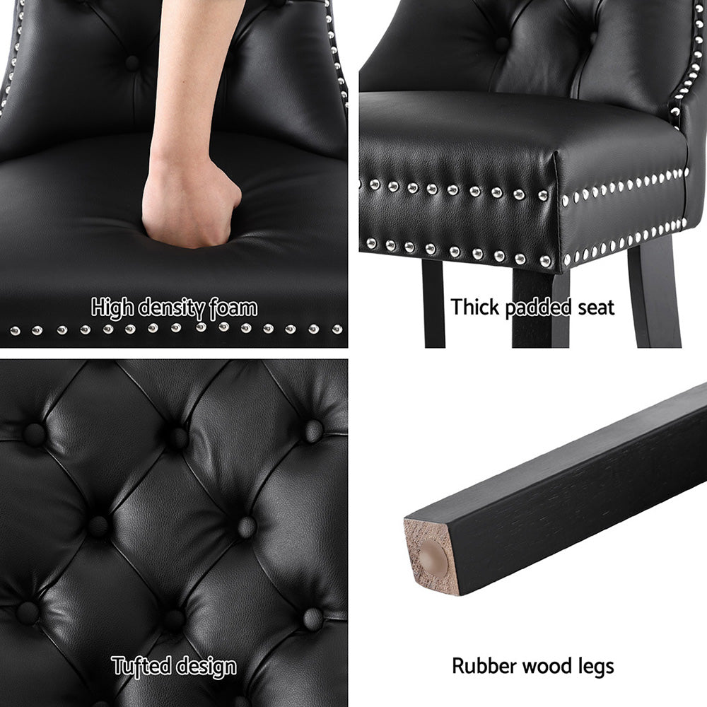 Set of 2 Dining Chairs Black Leather - Furniture > Dining > Kitchen & Dining Chairs - Rivercity House & Home Co. (ABN 18 642 972 209) - Affordable Modern Furniture Australia