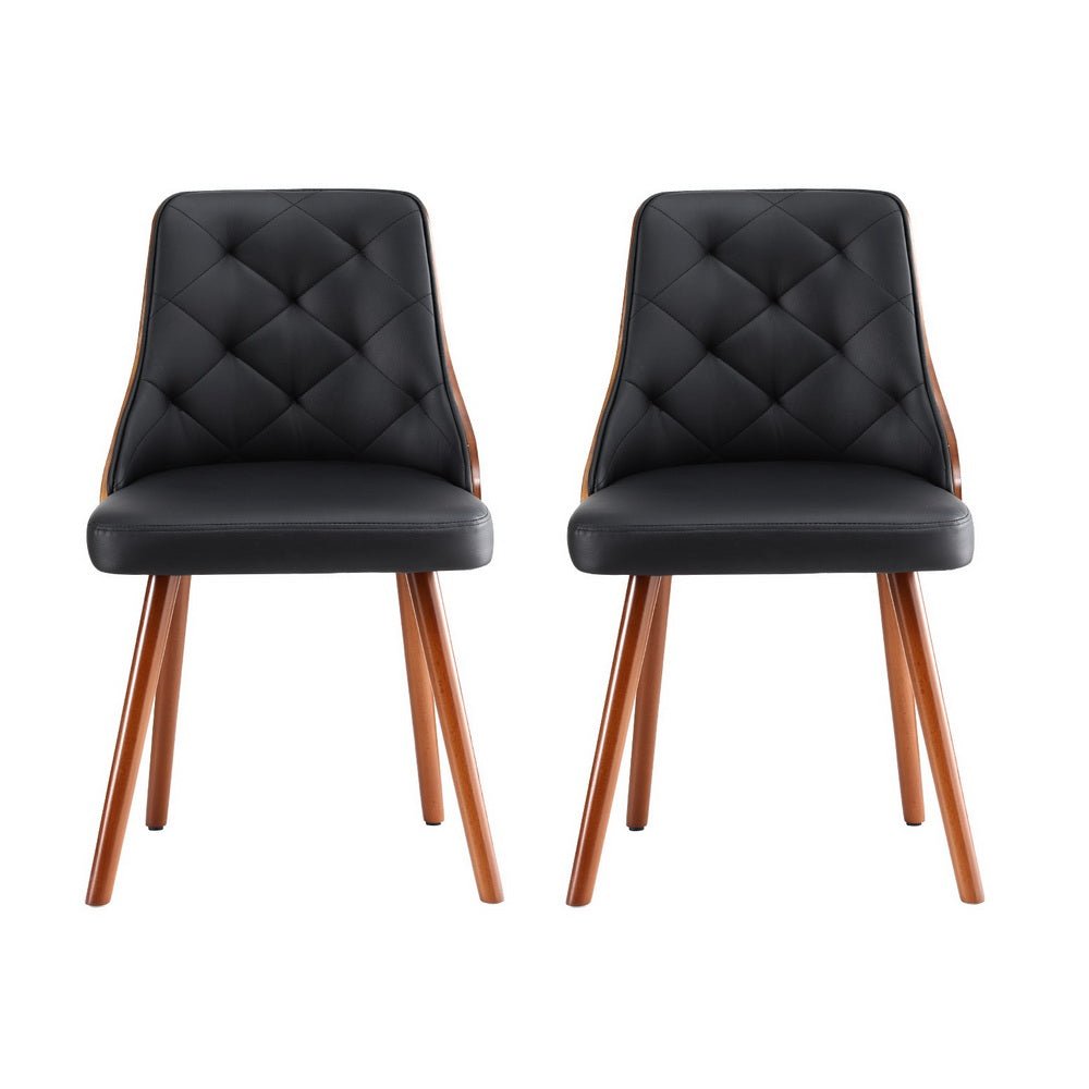 Set of 2 Dining Chairs Black PU - Furniture > Dining > Kitchen & Dining Chairs - Rivercity House & Home Co. (ABN 18 642 972 209) - Affordable Modern Furniture Australia