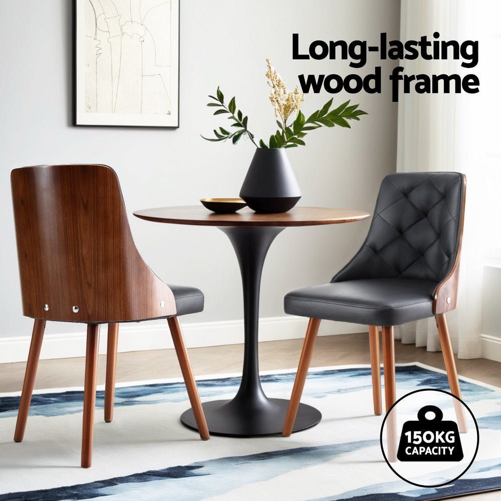 Set of 2 Dining Chairs Black PU - Furniture > Dining > Kitchen & Dining Chairs - Rivercity House & Home Co. (ABN 18 642 972 209) - Affordable Modern Furniture Australia
