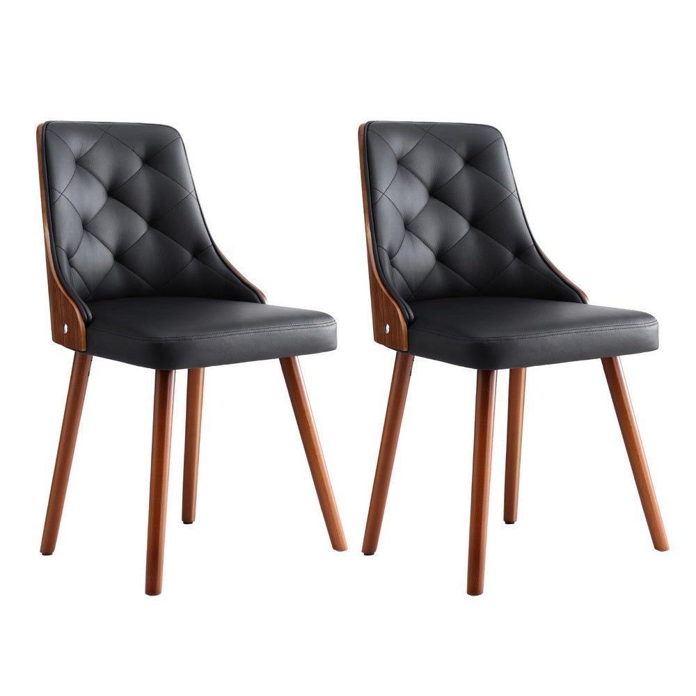 Set of 2 Dining Chairs Black PU - Furniture > Dining > Kitchen & Dining Chairs - Rivercity House & Home Co. (ABN 18 642 972 209) - Affordable Modern Furniture Australia