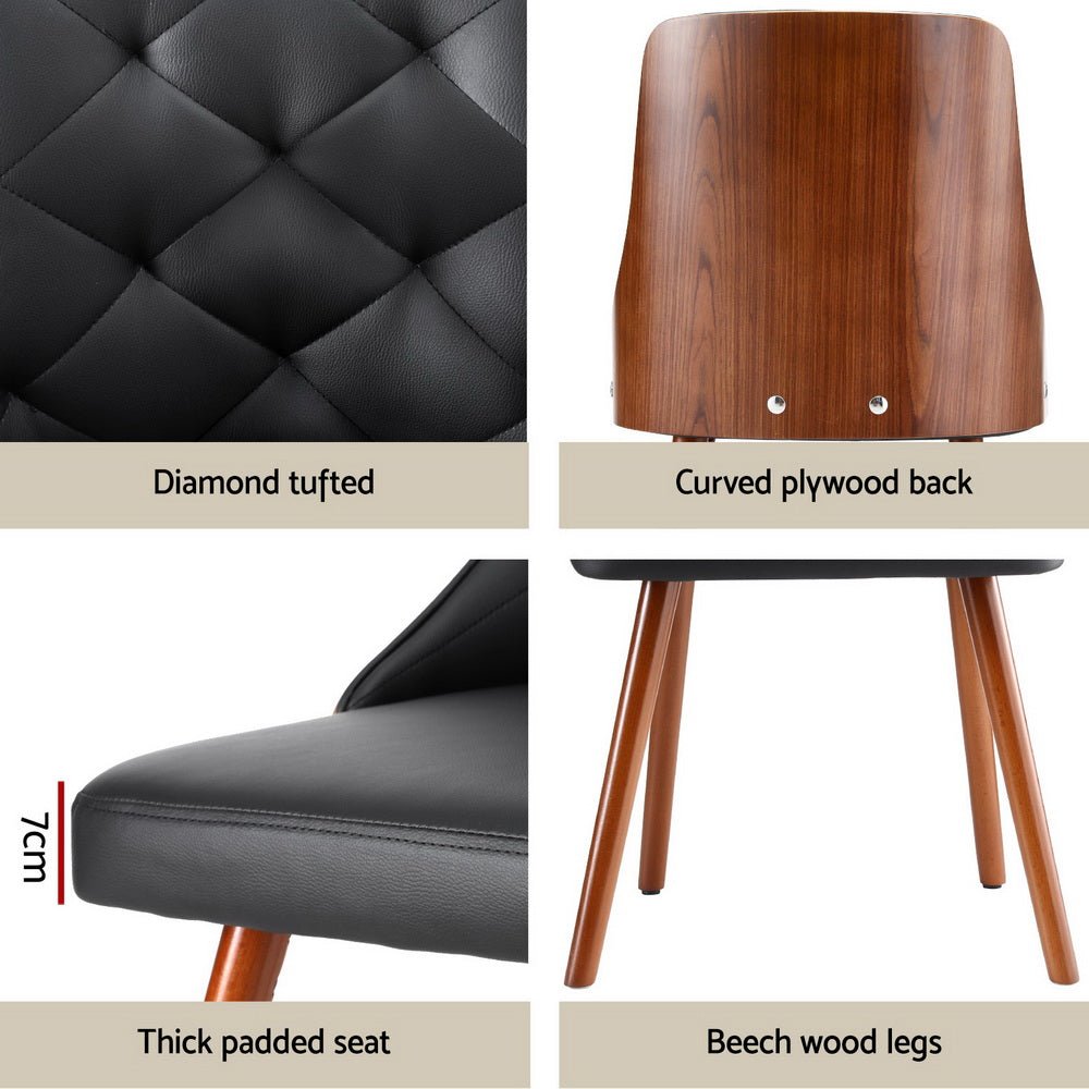 Set of 2 Dining Chairs Black PU - Furniture > Dining > Kitchen & Dining Chairs - Rivercity House & Home Co. (ABN 18 642 972 209) - Affordable Modern Furniture Australia