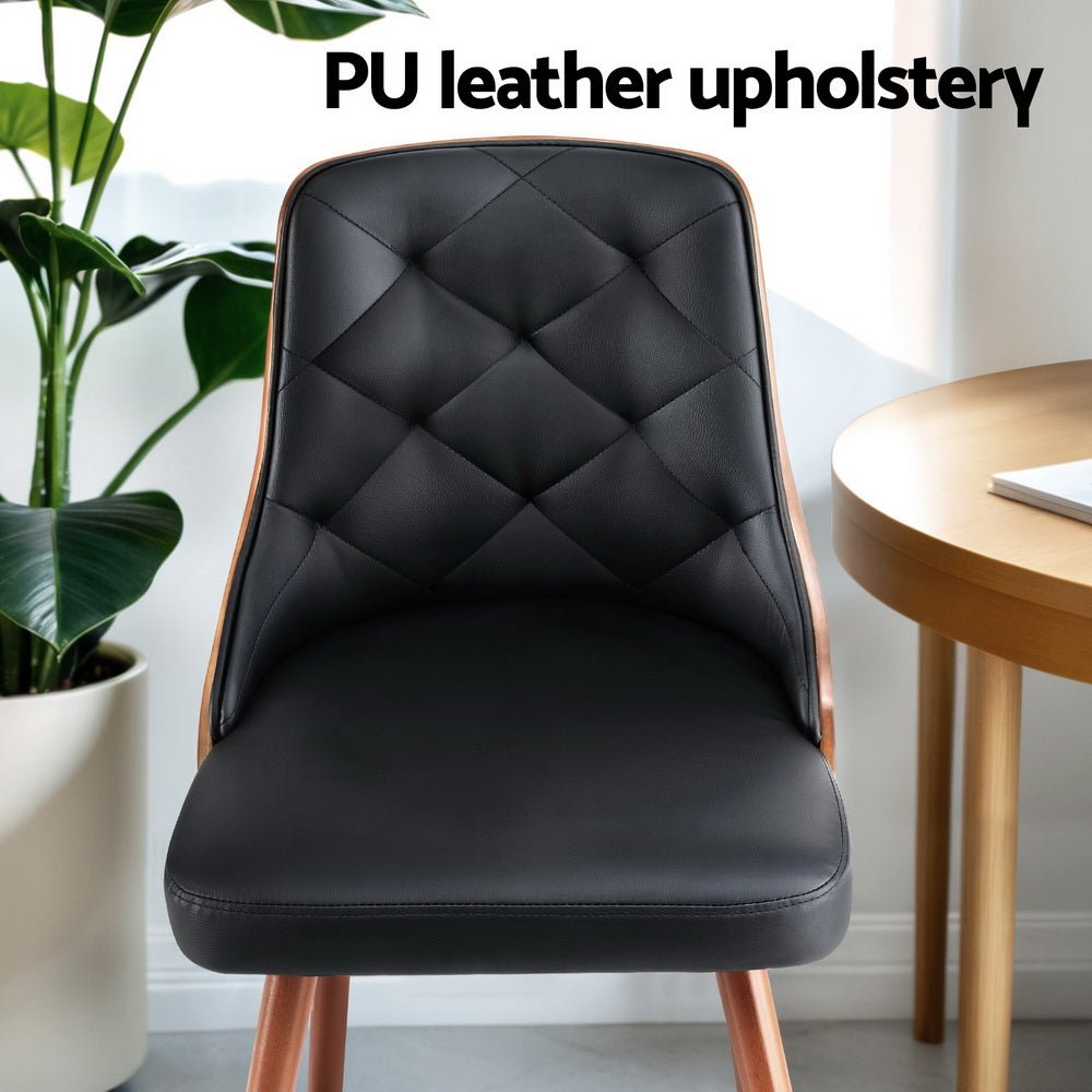 Set of 2 Dining Chairs Black PU - Furniture > Dining > Kitchen & Dining Chairs - Rivercity House & Home Co. (ABN 18 642 972 209) - Affordable Modern Furniture Australia