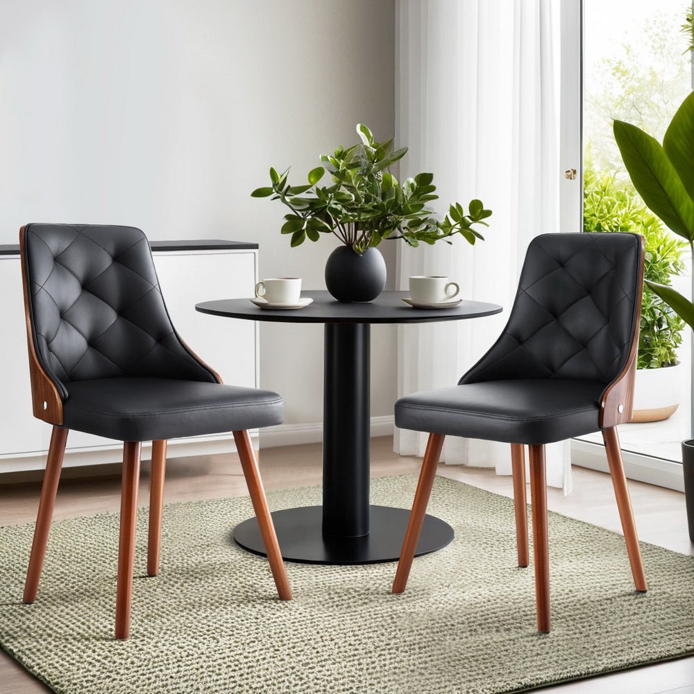 Set of 2 Dining Chairs Black PU - Furniture > Dining > Kitchen & Dining Chairs - Rivercity House & Home Co. (ABN 18 642 972 209) - Affordable Modern Furniture Australia