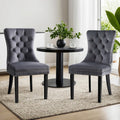 Set of 2 Dining Chairs Grey Velvet