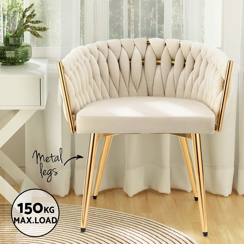 Set of 2 Dining Chairs Velvet Armchair Beige - Furniture > Dining > Kitchen & Dining Chairs - Rivercity House & Home Co. (ABN 18 642 972 209) - Affordable Modern Furniture Australia