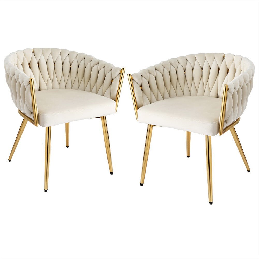 Set of 2 Dining Chairs Velvet Armchair Beige - Furniture > Dining > Kitchen & Dining Chairs - Rivercity House & Home Co. (ABN 18 642 972 209) - Affordable Modern Furniture Australia