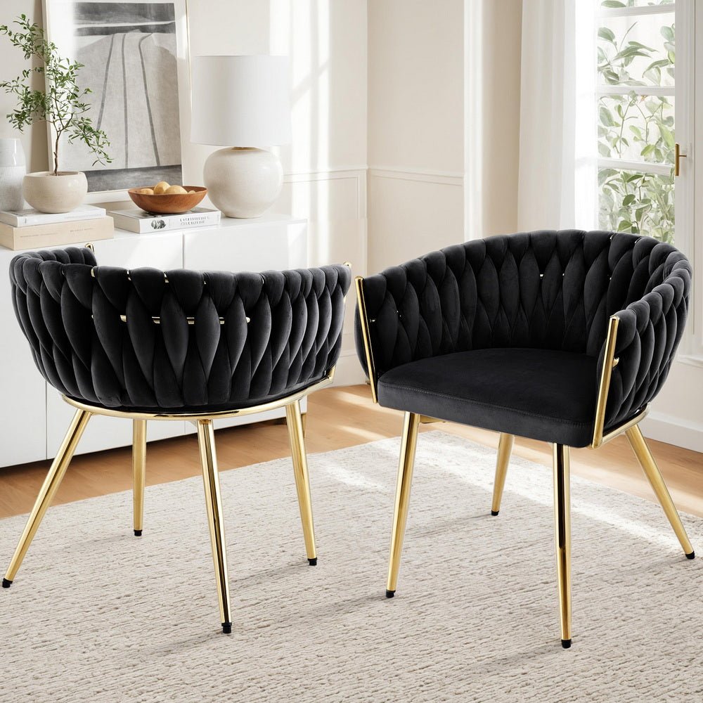 Set of 2 Dining Chairs Velvet Armchair Black - Furniture > Dining > Kitchen & Dining Chairs - Rivercity House & Home Co. (ABN 18 642 972 209) - Affordable Modern Furniture Australia