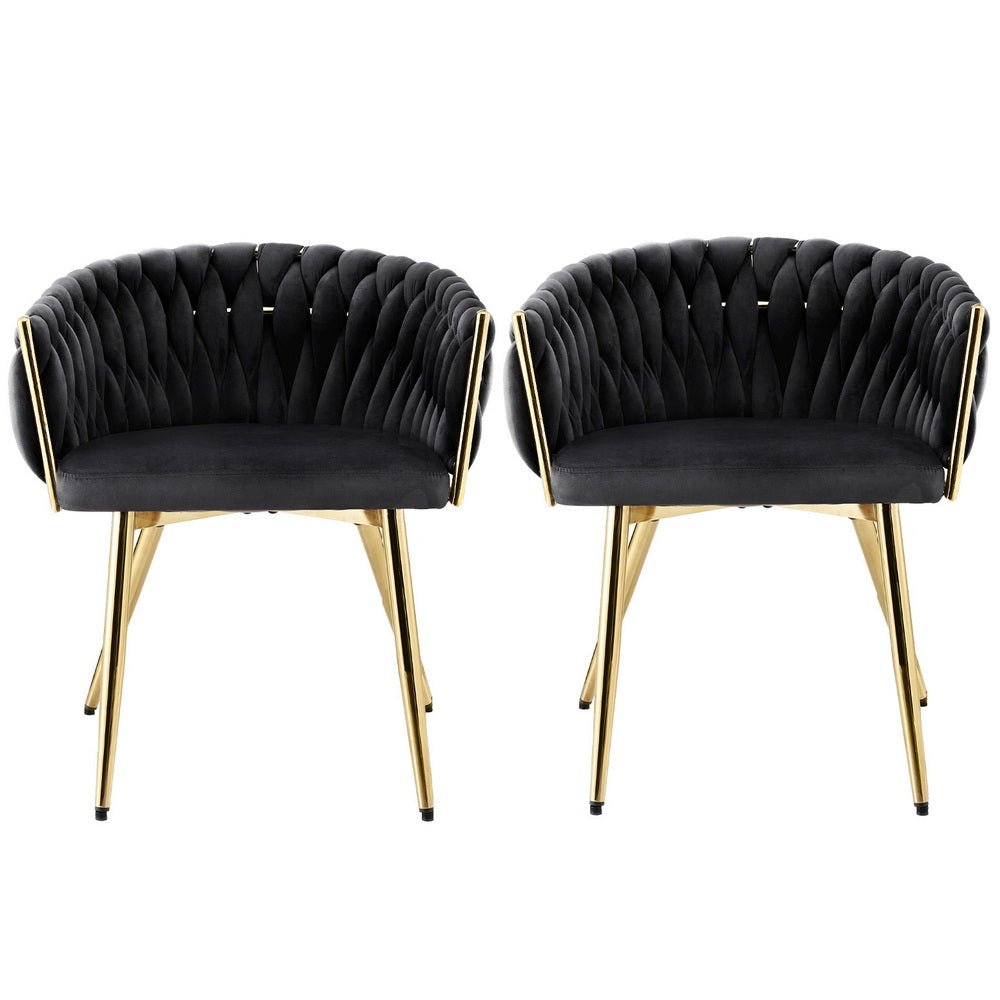 Set of 2 Dining Chairs Velvet Armchair Black - Furniture > Dining > Kitchen & Dining Chairs - Rivercity House & Home Co. (ABN 18 642 972 209) - Affordable Modern Furniture Australia