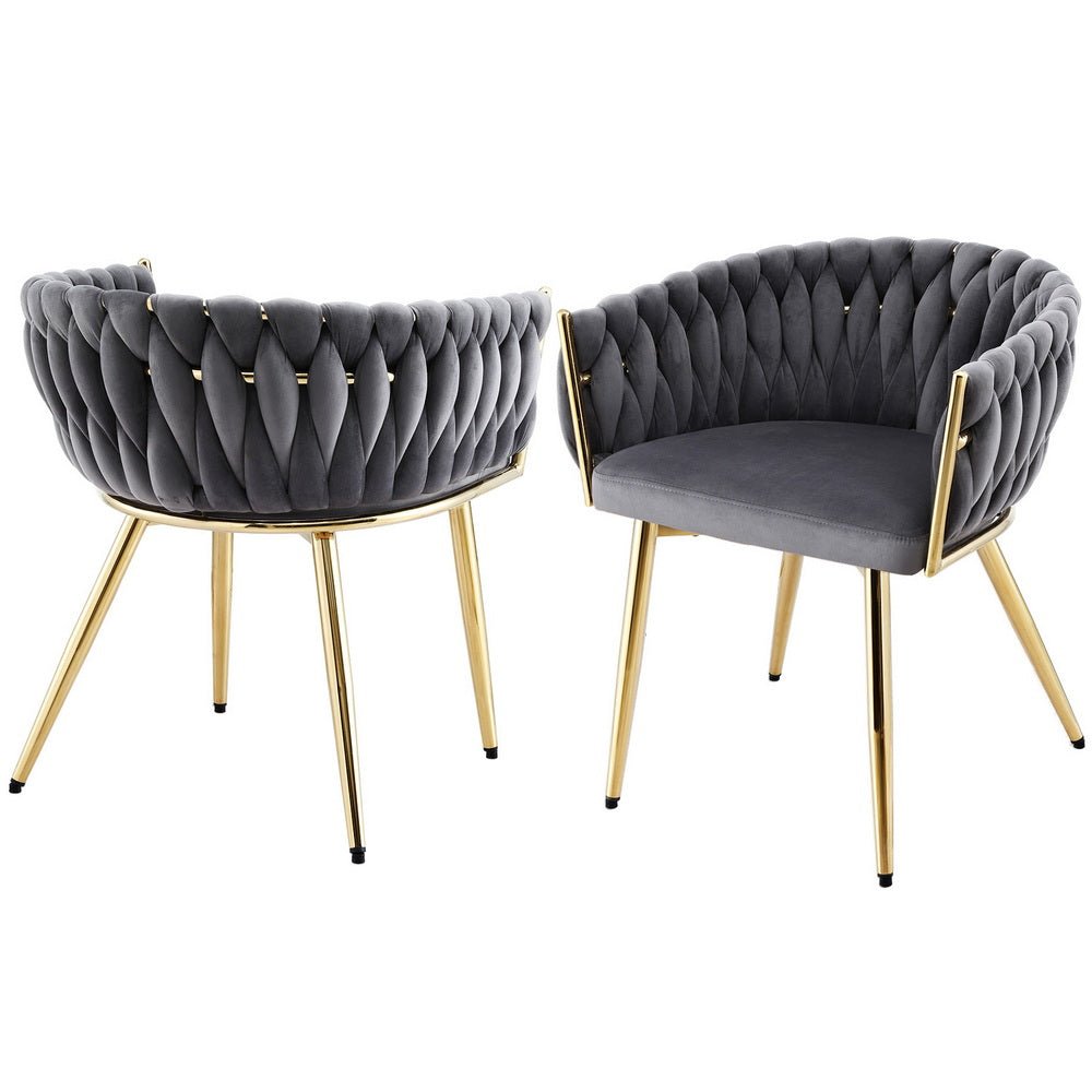 Set of 2 Dining Chairs Velvet Armchair Grey - Furniture > Dining > Kitchen & Dining Chairs - Rivercity House & Home Co. (ABN 18 642 972 209) - Affordable Modern Furniture Australia