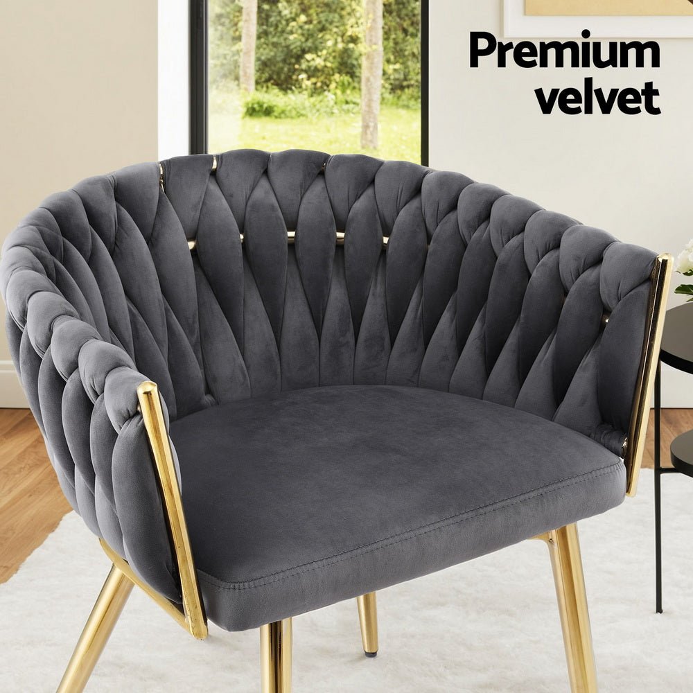 Set of 2 Dining Chairs Velvet Armchair Grey - Furniture > Dining > Kitchen & Dining Chairs - Rivercity House & Home Co. (ABN 18 642 972 209) - Affordable Modern Furniture Australia
