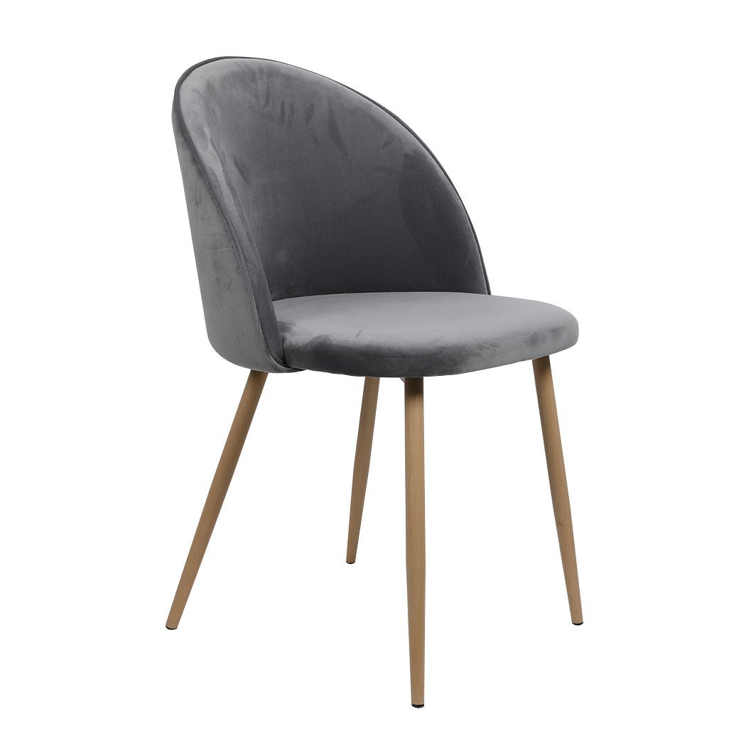 Set of 2 Dining Chairs with Steel Legs and Plush Velvet Seat - French Grey - Rivercity House & Home Co. (ABN 18 642 972 209) - Affordable Modern Furniture Australia