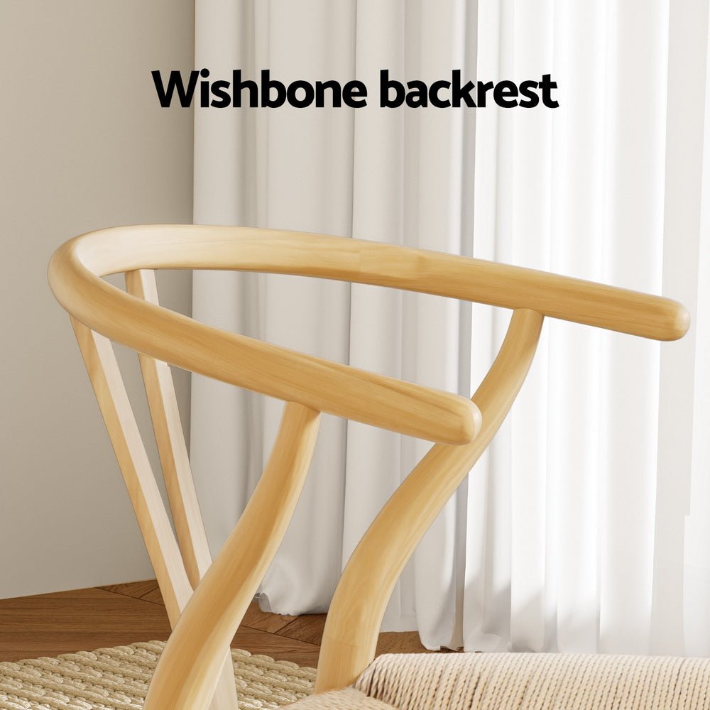 Set of 2 Dining Chairs Wooden Rattan Seat Wishbone Back - Furniture > Dining > Kitchen & Dining Chairs - Rivercity House & Home Co. (ABN 18 642 972 209) - Affordable Modern Furniture Australia