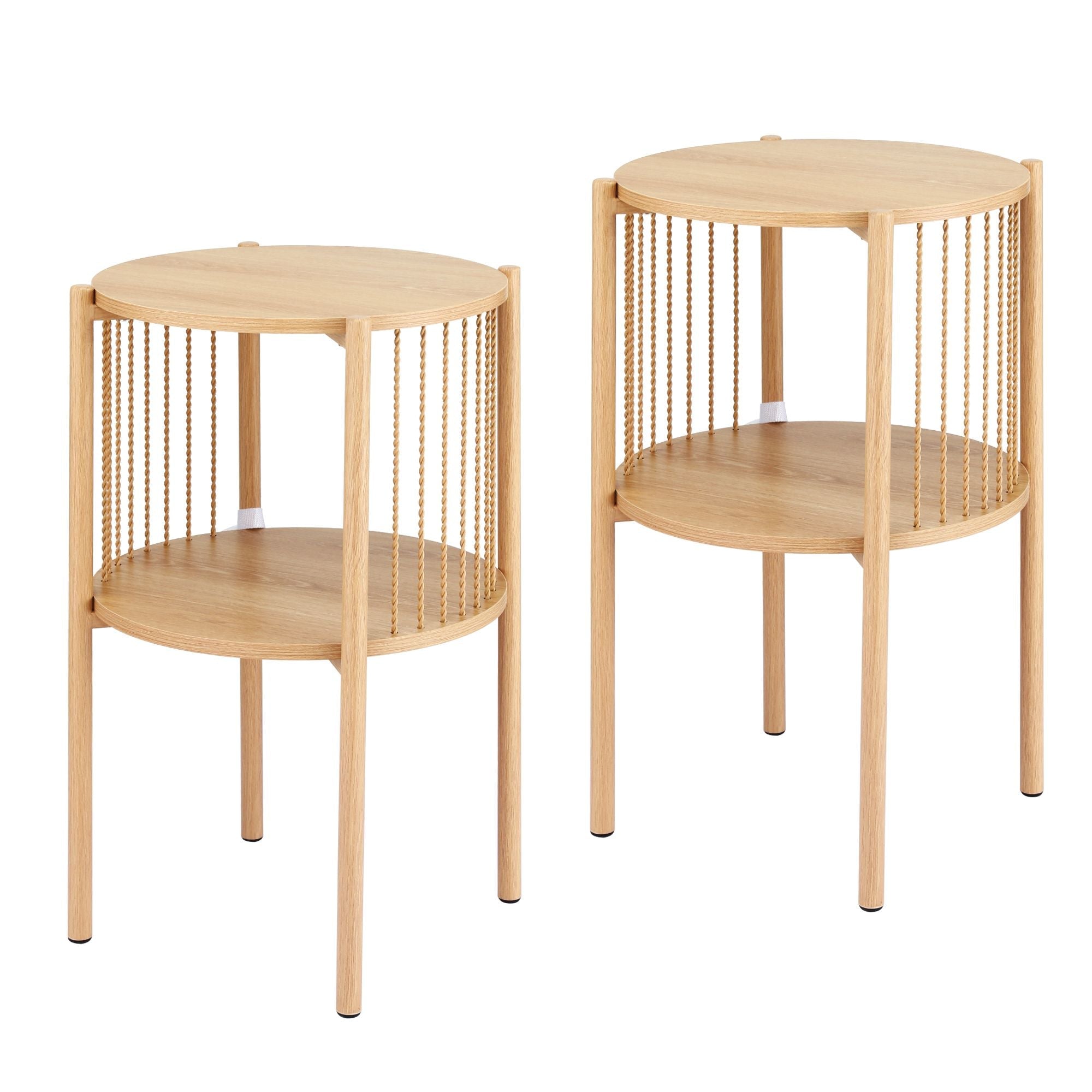 Set of 2 End Tables Coffee Table 2 - Tier Round Wood - Furniture > Living Room > Coffee Tables - Rivercity House & Home Co. (ABN 18 642 972 209) - Affordable Modern Furniture Australia