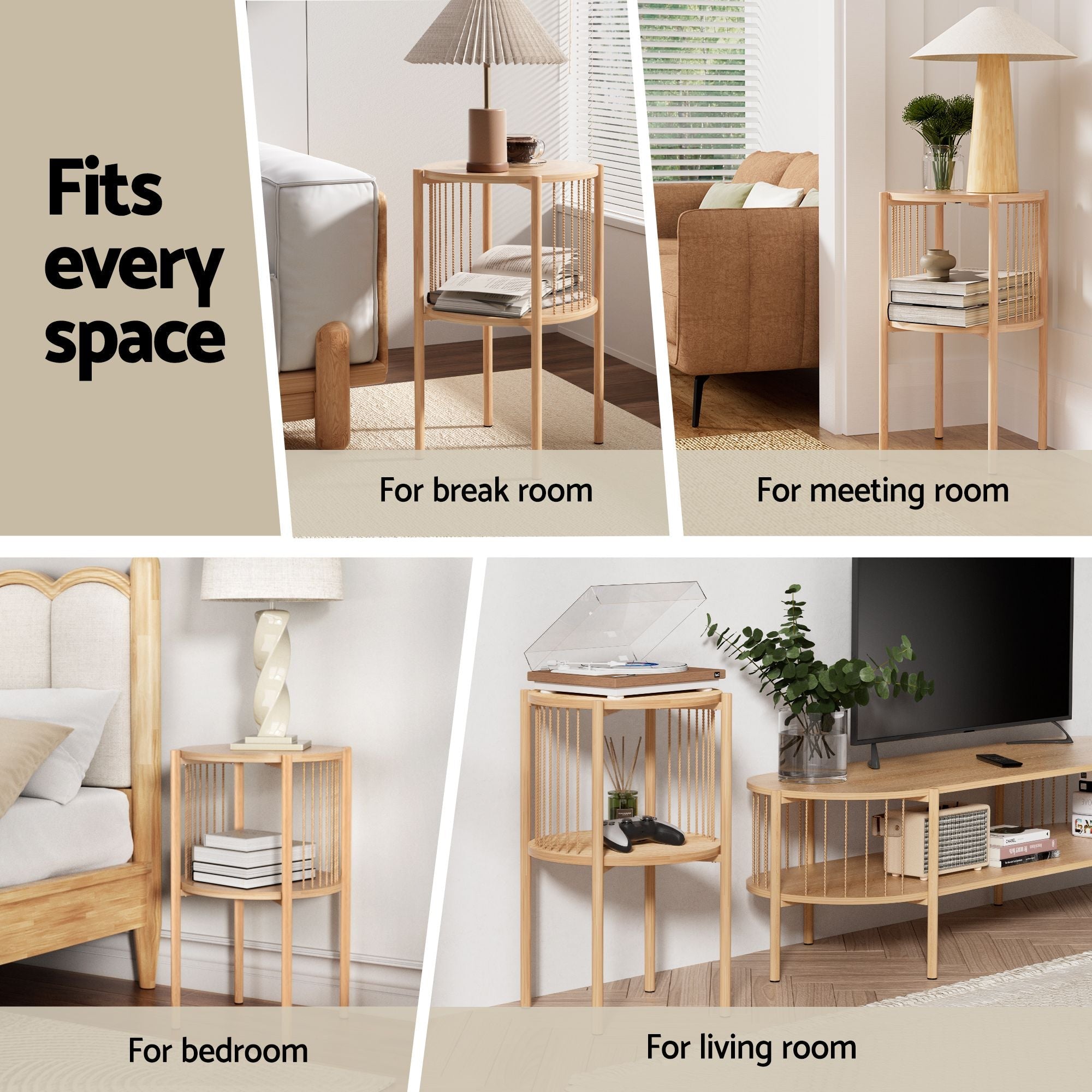 Set of 2 End Tables Coffee Table 2 - Tier Round Wood - Furniture > Living Room > Coffee Tables - Rivercity House & Home Co. (ABN 18 642 972 209) - Affordable Modern Furniture Australia