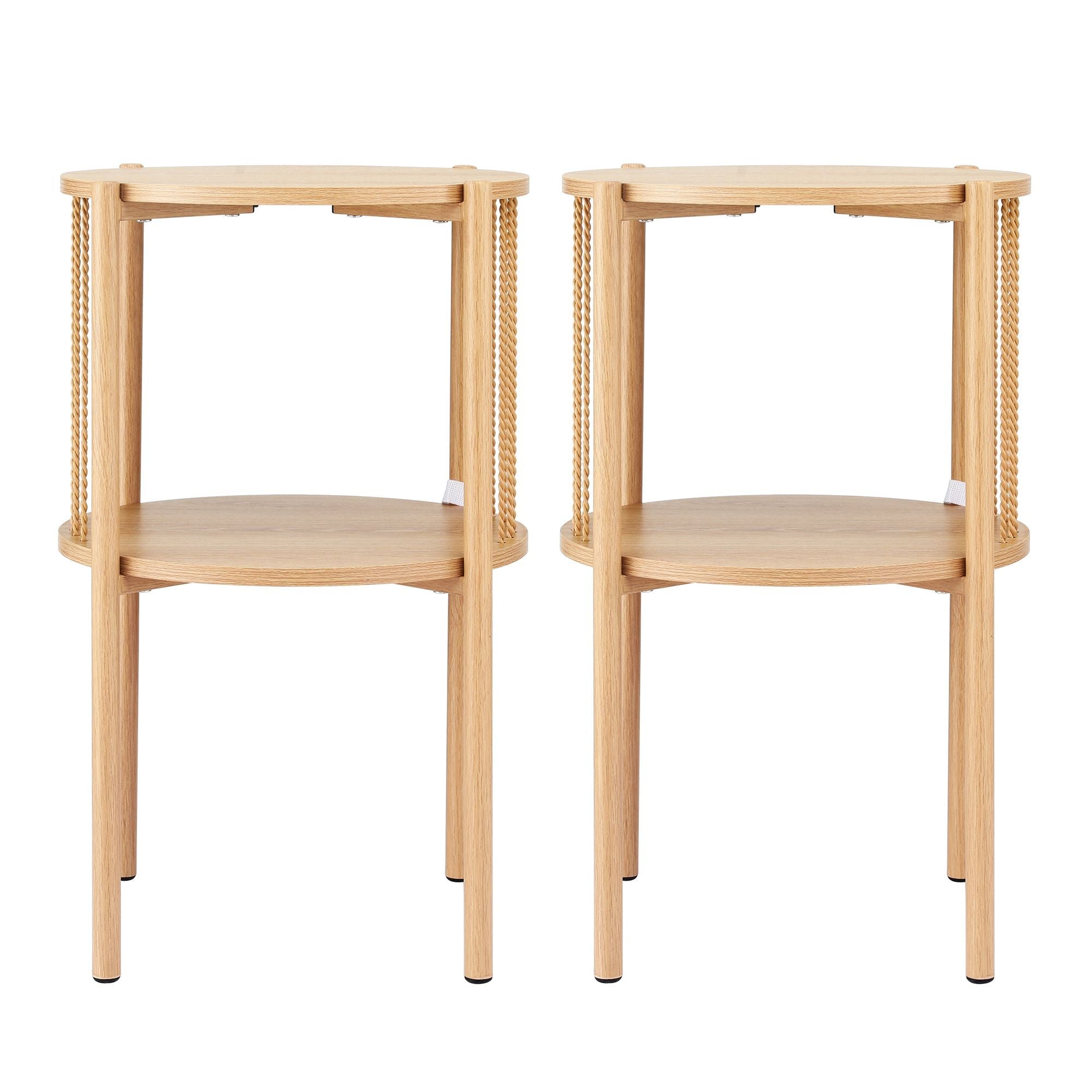 Set of 2 End Tables Coffee Table 2 - Tier Round Wood - Furniture > Living Room > Coffee Tables - Rivercity House & Home Co. (ABN 18 642 972 209) - Affordable Modern Furniture Australia
